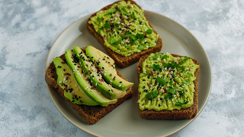Avocado Toast on Whole Grain Bread