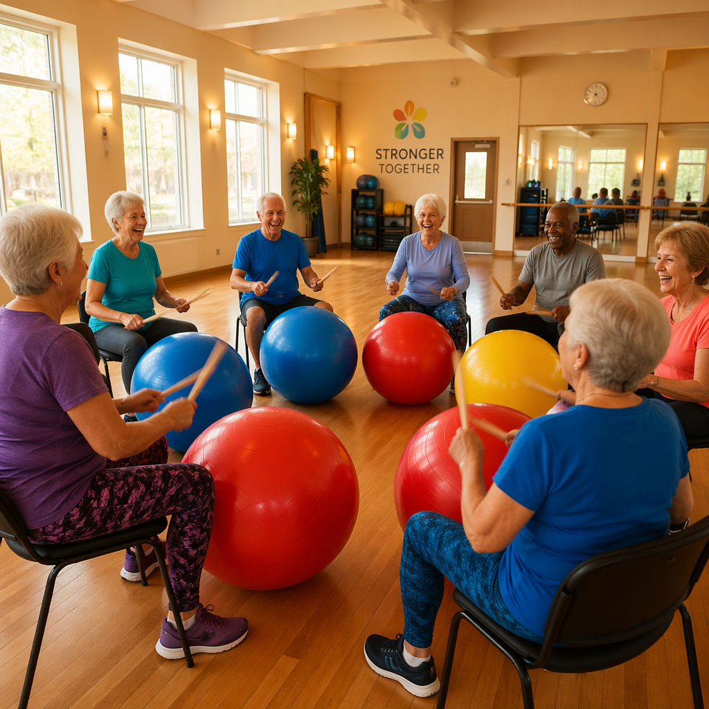 Boosting Senior Health: The Fun & Benefits of Exercise Ball Drumming