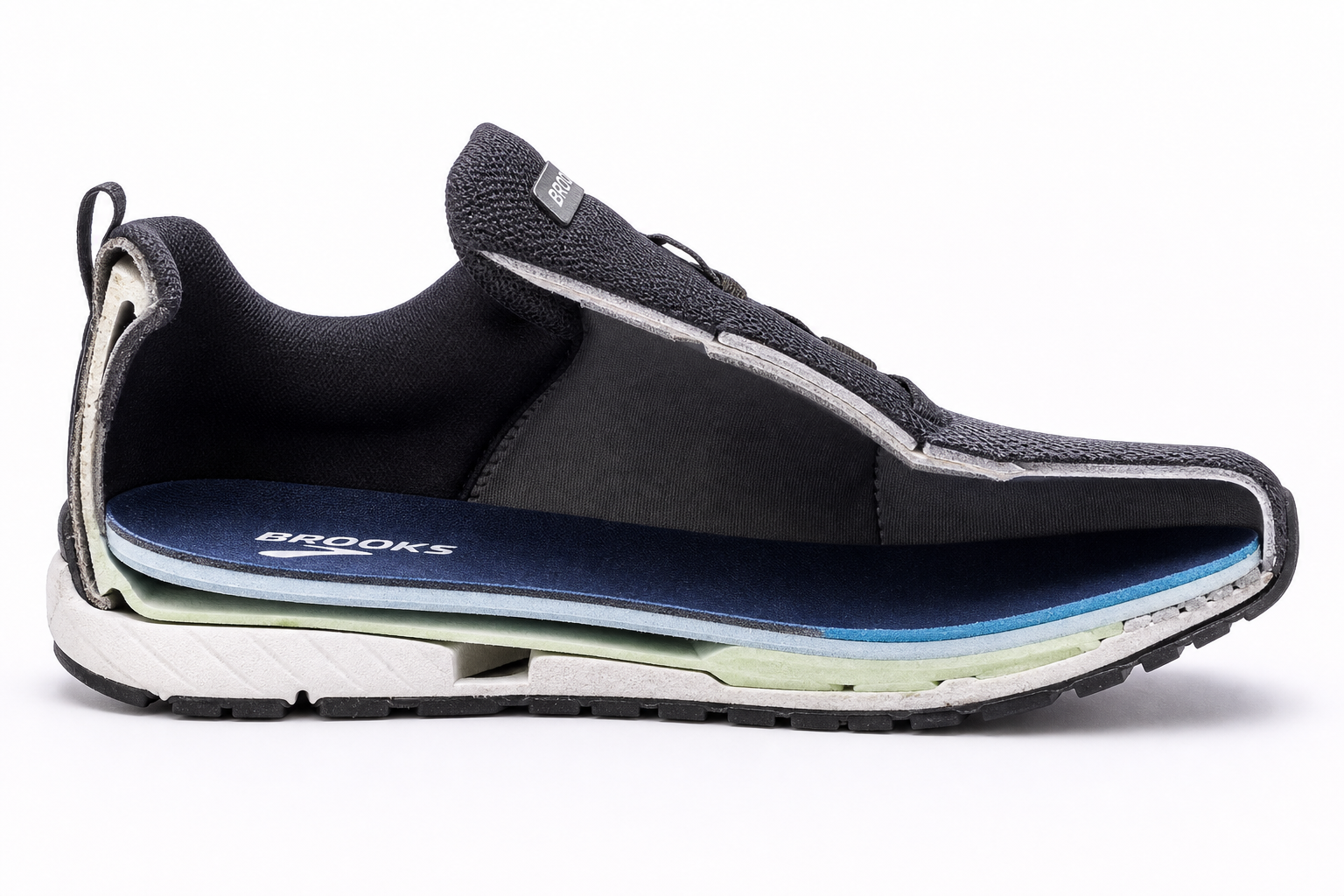 Cross-section view of shoe showing cushioned insole and protective interior features for neuropathy
