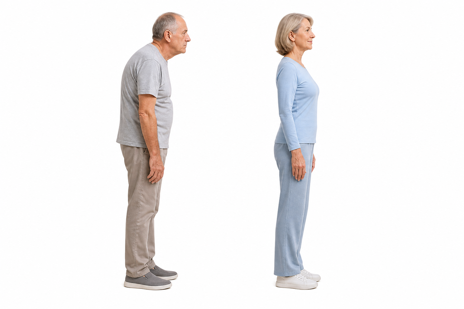 Comparison of poor and good posture in older adults standing in profile