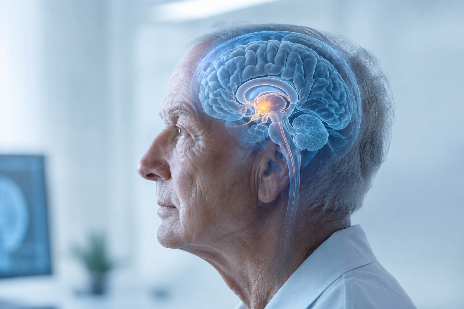 Illustration of the brain's role in regulating thirst signals in older adults